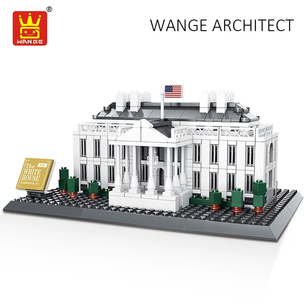 WANGE Budowy Bloków, Biały Dom Miasta Świata Wielka Architektura Zgromadzenie Plastikowe Zabawki dla Dzieci Edukacyjne Cegły DIY