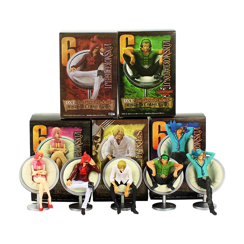 Фигурки героев аниме Vinsmoke Семейные игрушки модели Sanji Reiju Ichiji Niji Yonji сидя на