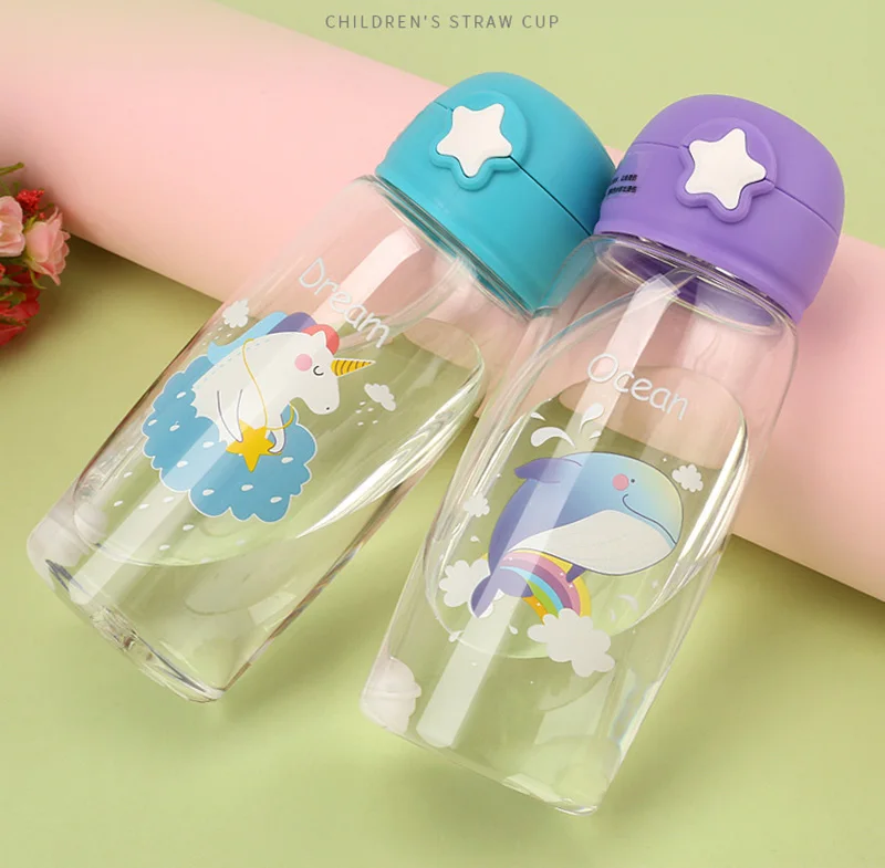 Новинка, 6 цветов, портативная Спортивная бутылка с соломинкой, Мультяшные Детские Бутылочки для воды, BPA, детская вода, для новорожденных, для обучения, чашка для кормления