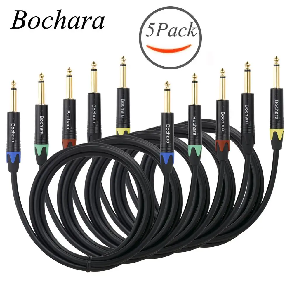 Bochara 1/4 ''jack 6 5 мм TS to кабель для гитары OFC аудио фольга и Плетеный экранированный