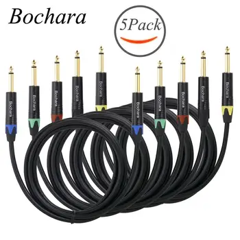 

Bochara 1/4'' jack 6.5mm TS to 6.5mm TS Guitar instrument Cable OFC Audio Cable Foil and Braided Shielded 5pcs Pack