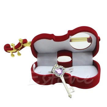 

Jewelry Storage Box Velvet Violin Shape Ring Jewelry Box Earring Pendant Locket Necklace Case Gift for Necklace Earring Package
