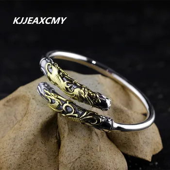 

KJJEAXCMY S925 Unisex sterling silver jewelry silver dragon Golden Bracelet