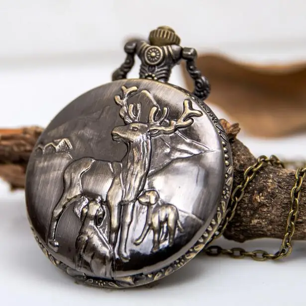 new-bronze-antiques-sika-deer-pattern-unique-design-personality-necklace-pocket-watches-gift-po878