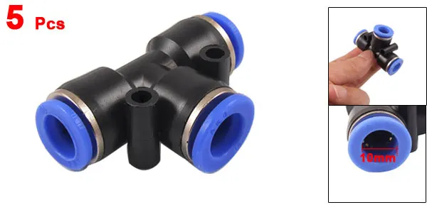 5 Pcs 10mm to 10mm One Touch Quick Fittings T Connectors Zfjoi