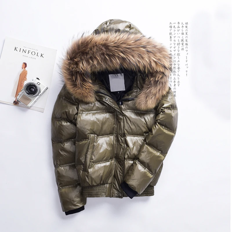 Manteau kaki Col Femmes Chaud rouge Blanc Parkas Canard Veste Mince Le Capuchon Noir De Court Fourrure Duvet Survêtement Hiver Dames Vers Bas Grand Green Rh1064 Mode army À aFqvwF