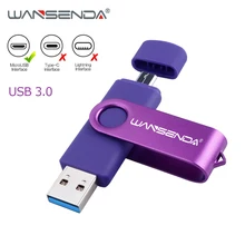 USB флеш-накопитель WANSENDA 3,0, 32 ГБ, 64 ГБ, OTG 3,0, флеш-накопитель для Android телефонов, планшетов, 8 ГБ, флеш-накопитель, 16 ГБ, карта памяти Micro USB