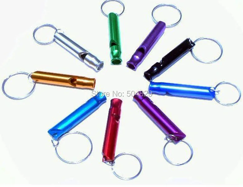 1000 pcs/lot Outdoor Safety Survival Emergency Whistle Key Chain Aluminum Alloy Metal for hiking Camping