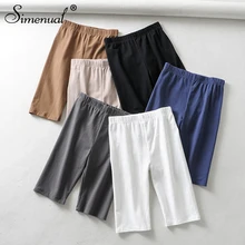 Simenual-pantalones cortos de cintura alta para mujer, shorts de motorista, para fitness, athleisure, ajustados, informales, para verano y primavera, 2019