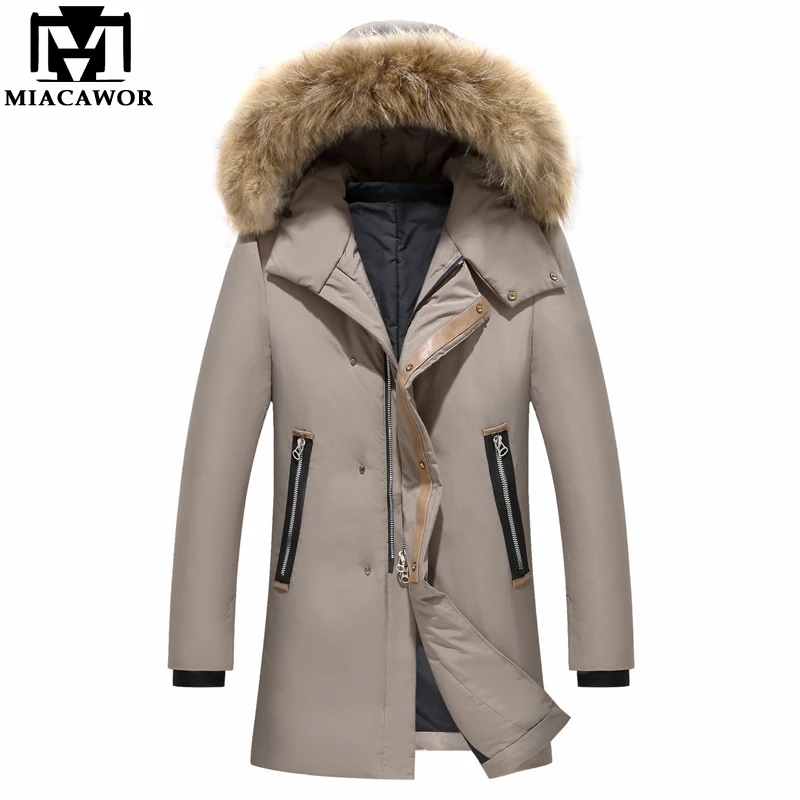 MIACAWOR новинка 2019 зимняя мужская куртка толстая теплая на 90% белом утином пуху