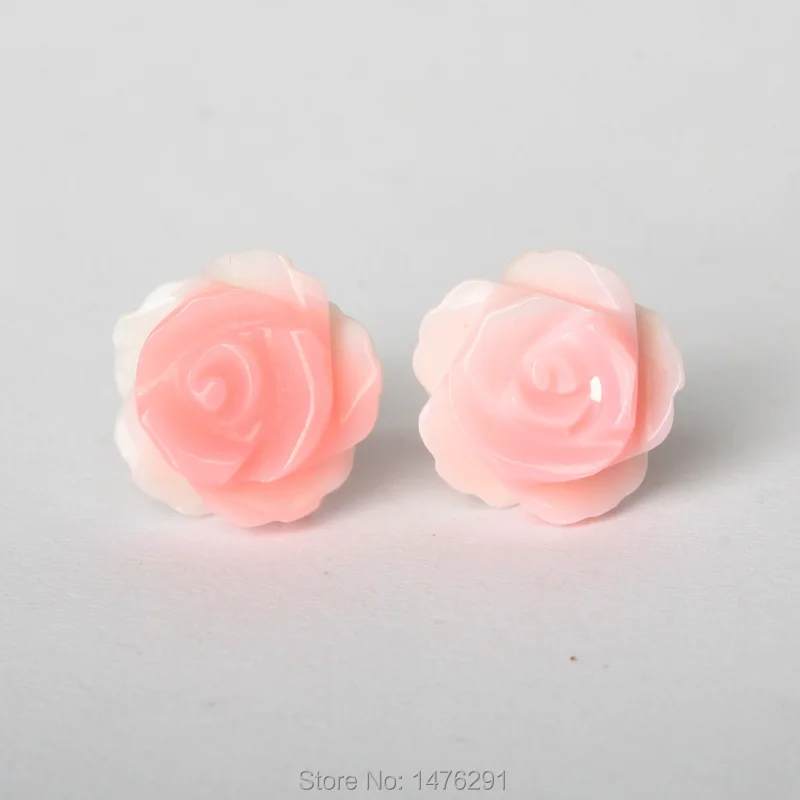 

New Mother Pearl Shell 925 Silver Rose Flower Stud Earrings 1 Pair