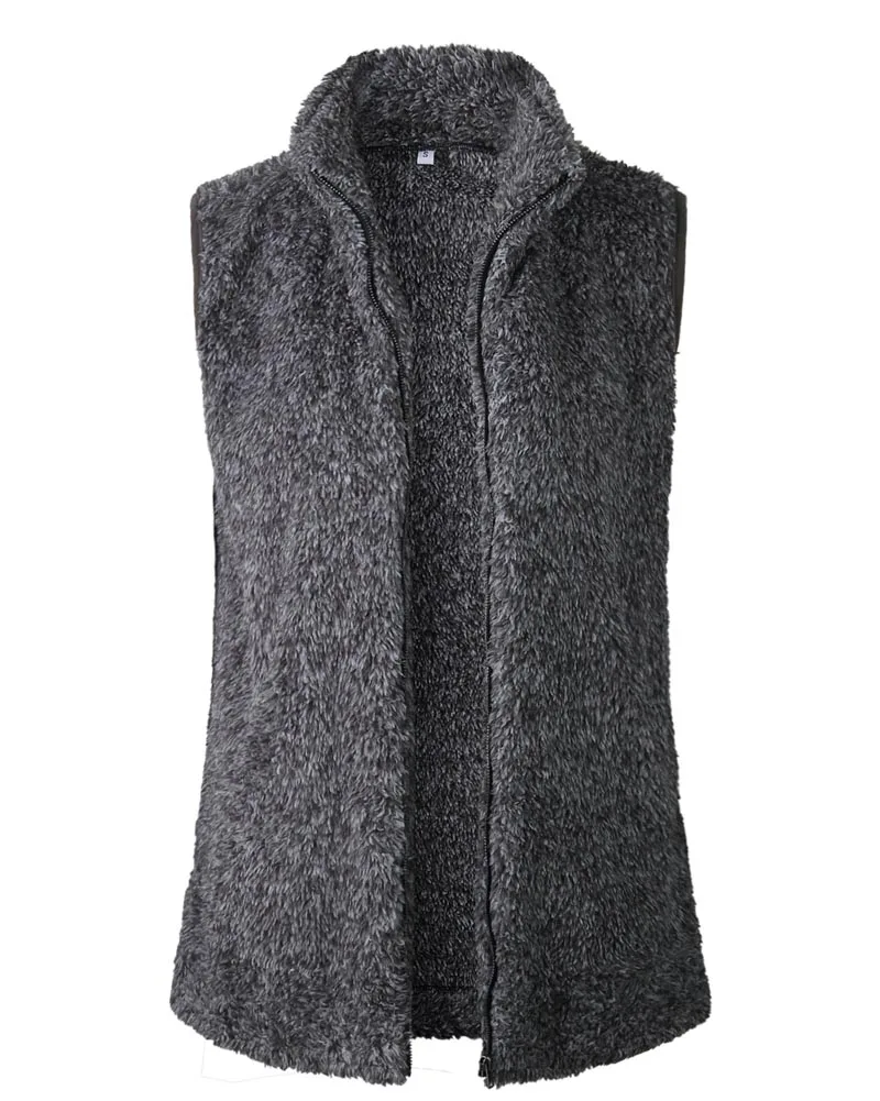 Hitmebox осенне-зимний женский мягкий флисовый жилет из шерпы, открытый кардиган, свитер, теплая куртка, верхняя одежда, жилеты
