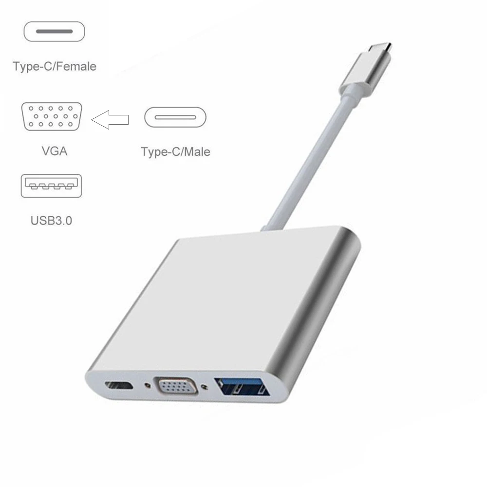USB Type C адаптер на гнездо VGA 3 0 концентратор PD зарядка в 1 многопортовый 1080P AV USBC