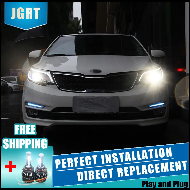 

2PCS LED Headlights For Kia K2 2015-2016 Car Led Lights Double Xenon Lens Car Accessories Daytime Running Lights Fog Lights