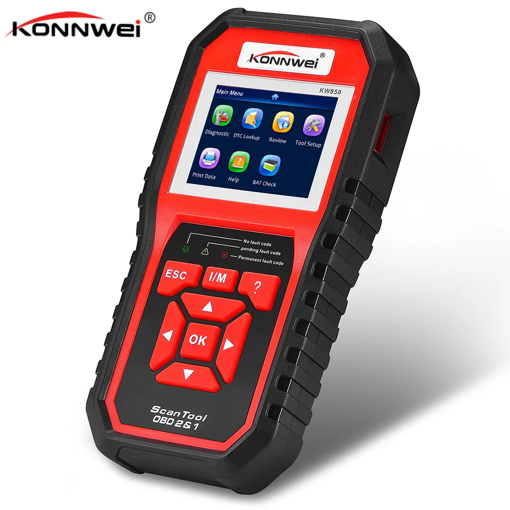 Konnwei KW850 2,8 дюймовый сканер ODB2 автоматический диагностический сканер полная функция Автомобильный диагностический сканер универсальный считыватель кодов двигателя