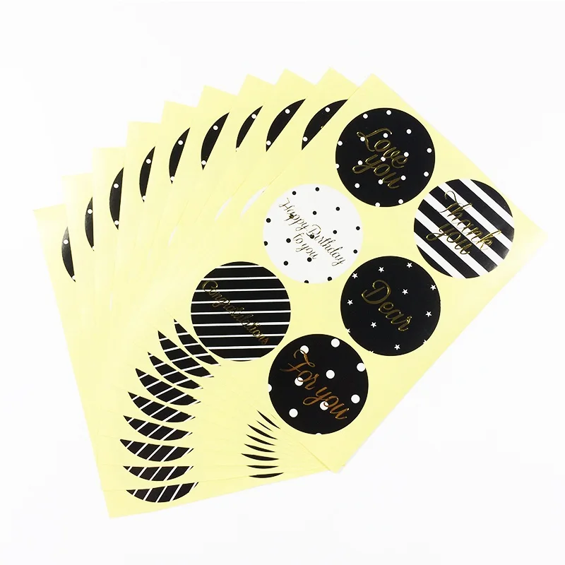 

600 Pcs/lot Round Thank You For You DIY Sealing Stickers Stripe&Dot Love You Gift Paper Seal Scrapbooking Labels