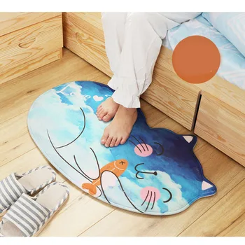 

50*80cm Cute Cat Shape Floor Mats Anti-slip Kitchen Carpet Toilet Tapete Water Absorption Non-slip Bathroom Rug Porch Doormat