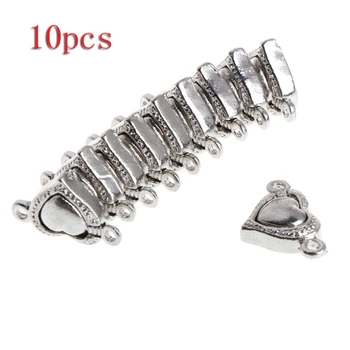 

10Pcs/Set 19x12mm Magnetic Clasps Heart Shape Silver Plated Jewelry Accessories
