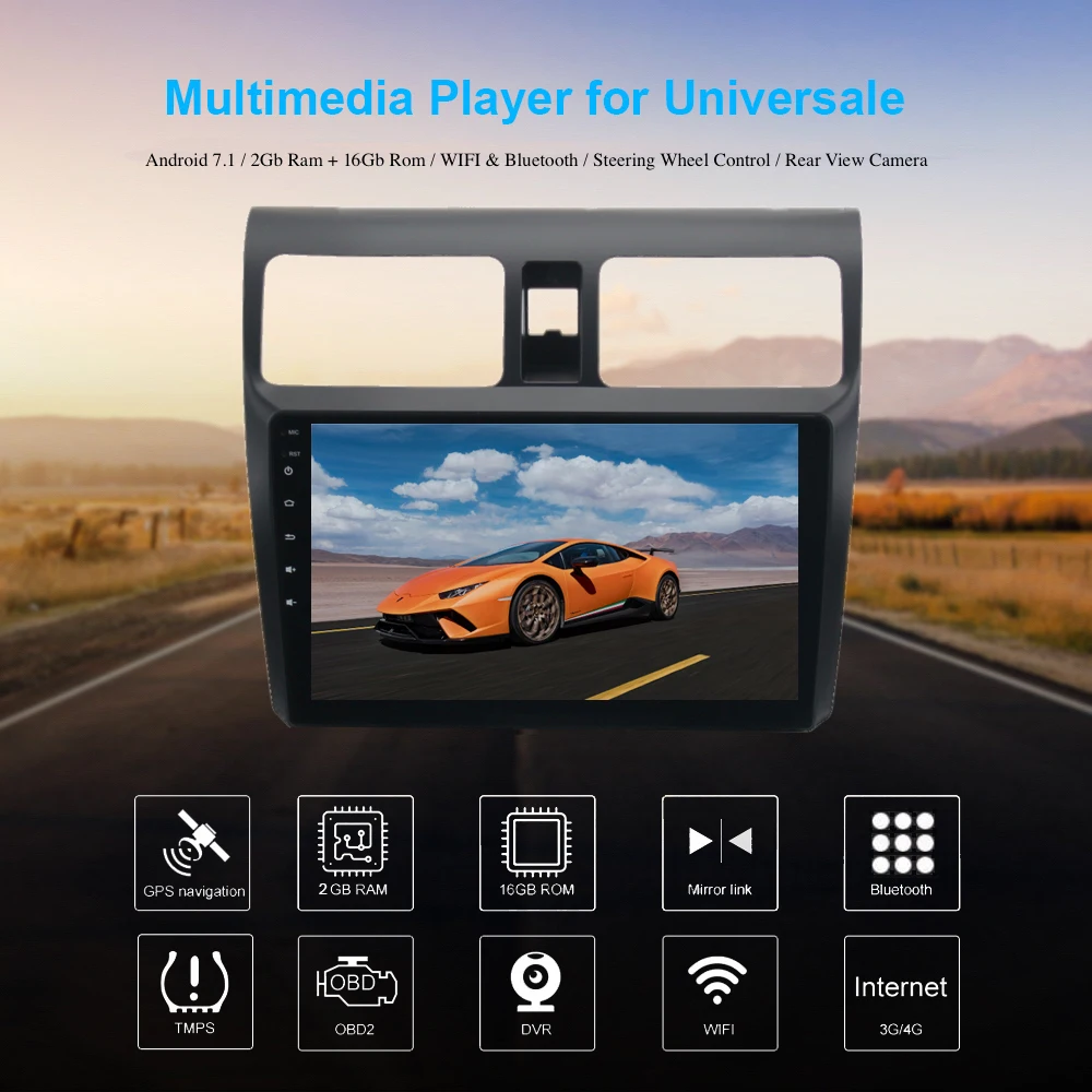 Perfect Car 1 din radio android 7.1 GPS Navi for Suzuki Swift 2008 + autoradio navigation head unit multimedia video play stereo 2Gb Ram 0