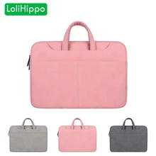 LoliHippo PU Leather Laptop Briefcase Universal Waterproof Notebook Bag Pink Inner Bag for Apple Macbook Dell Sony Lenovo 13 15