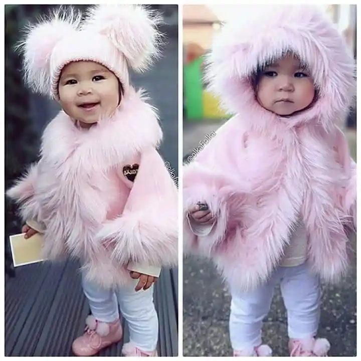 infant white fur coat
