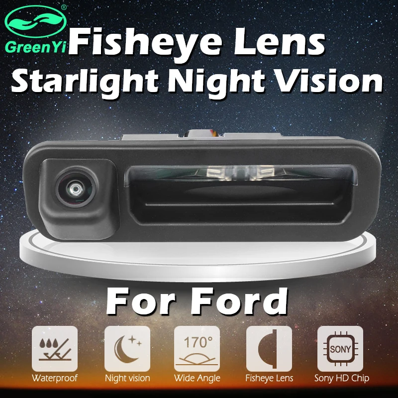 

GreenYi Starlight Night Vision Car Trunk Handle Rear View Camera for Ford Focus 2 3 2012 2013 with Fisheye Lens 170 Degrees View