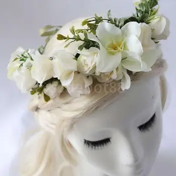 

Rose Flower Wreath Headband Tiara Garland Wedding Party Hair Accessory