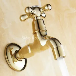 Gold Color Brass Extra Long Wall Mounted Bathroom Kitchen Laundry Sink Faucet Taps  aav123