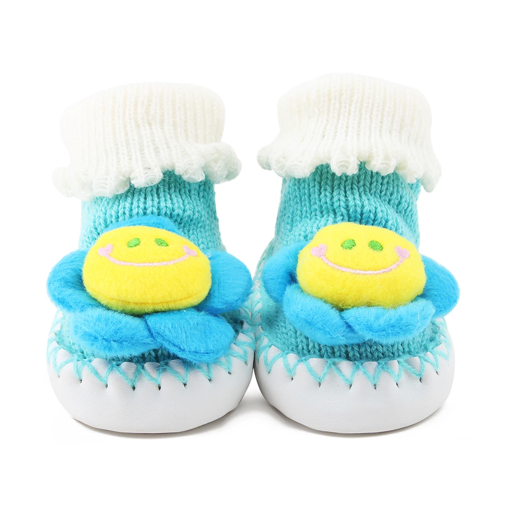 Модные вязаные носки для малышей милые Нескользящие теплые носки с объемным рисунком собаки божьей коровки и собаки обувь для маленьких мальчиков и девочек 0-12 месяцев