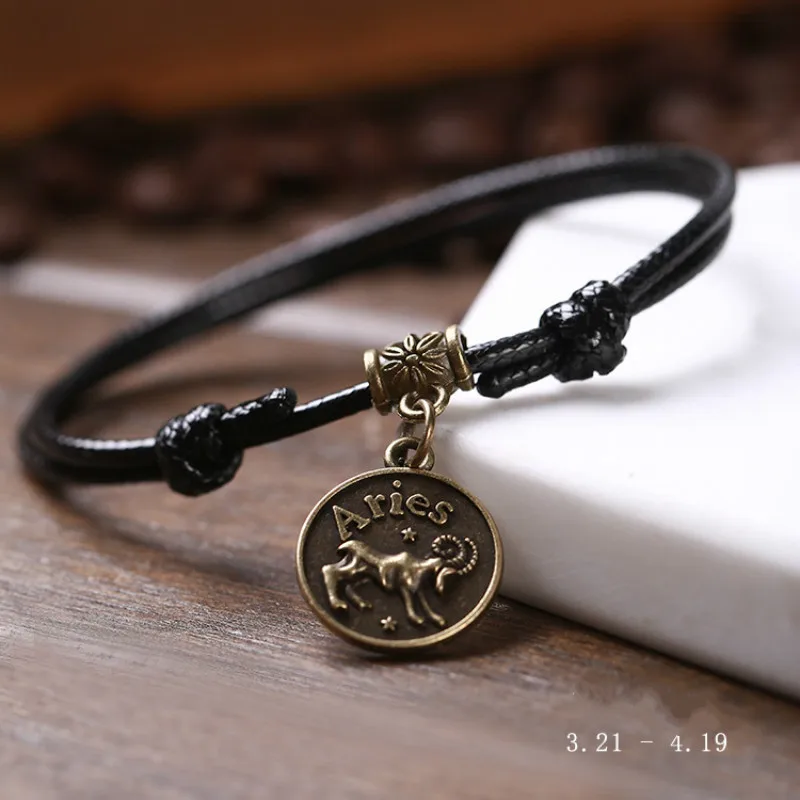

Charm Bracelet Zodiac Bracelet Women Men Homme Lovers Couples Jewelry Gift Adjustable Pulseira Masculina Feminina Pulseras Mujer