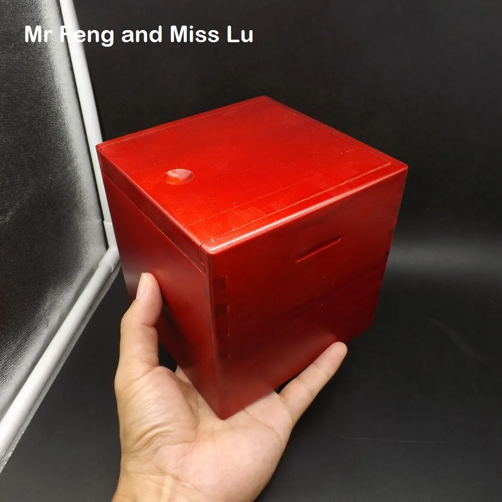 

Red Color 13 cm Wood Magic Box Puzzle Special Mechanism Game Brain Teaser Toy Collection Secret Box