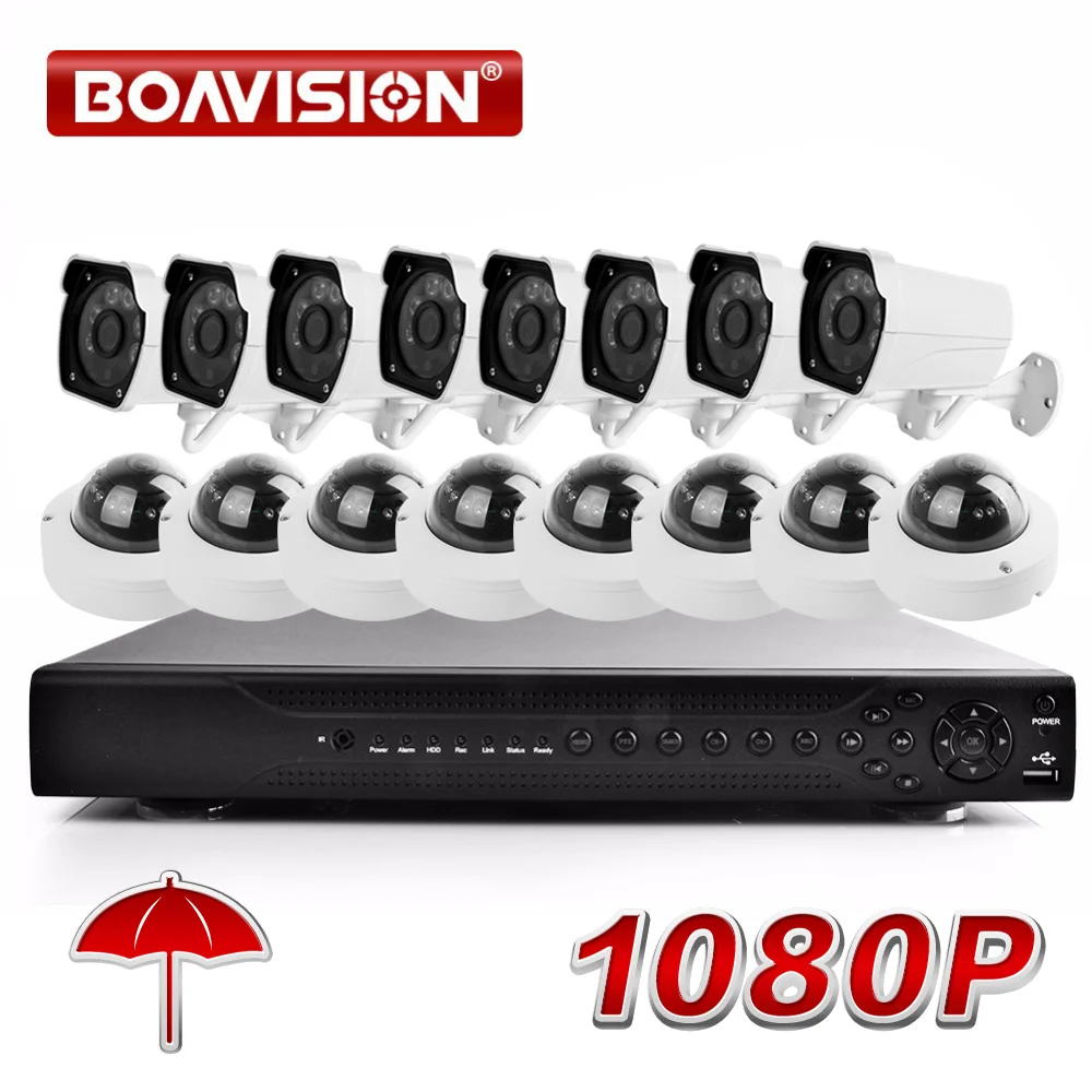

Secuity Camera System 1080P 16CH AHD CCTV DVR Security System KIT With Bullet +Outdoor IR Dome AHD Camera 2MP Surveillance Kits