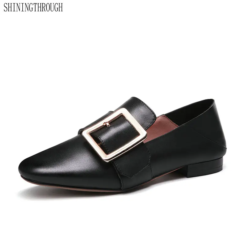 

Genuine leather oxford flats shoes for women handmade vintage casual cow leather flat shoes large size 43