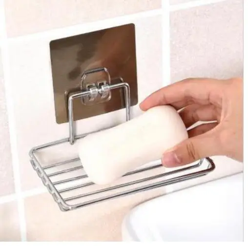 Bathroom stainless steel double soap dish creative free punching no trace rack bathroom soap rack drain soap box WF621928 - Цвет: Single layer