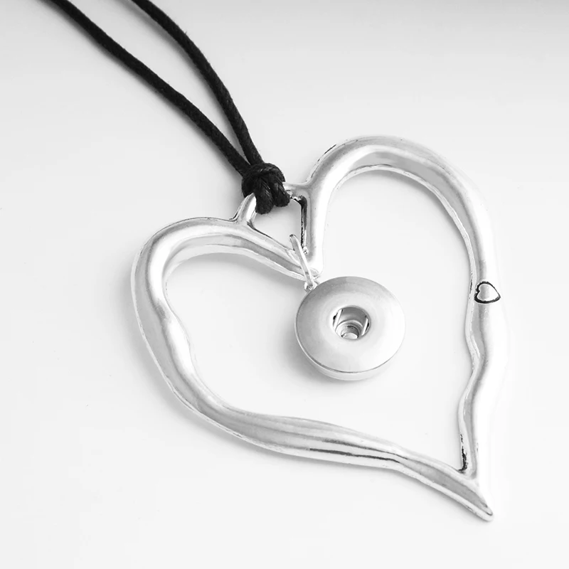 

Vintage Silver LOVE 18mm snap button jewelry Necklace adjustable Sweater chain NC673