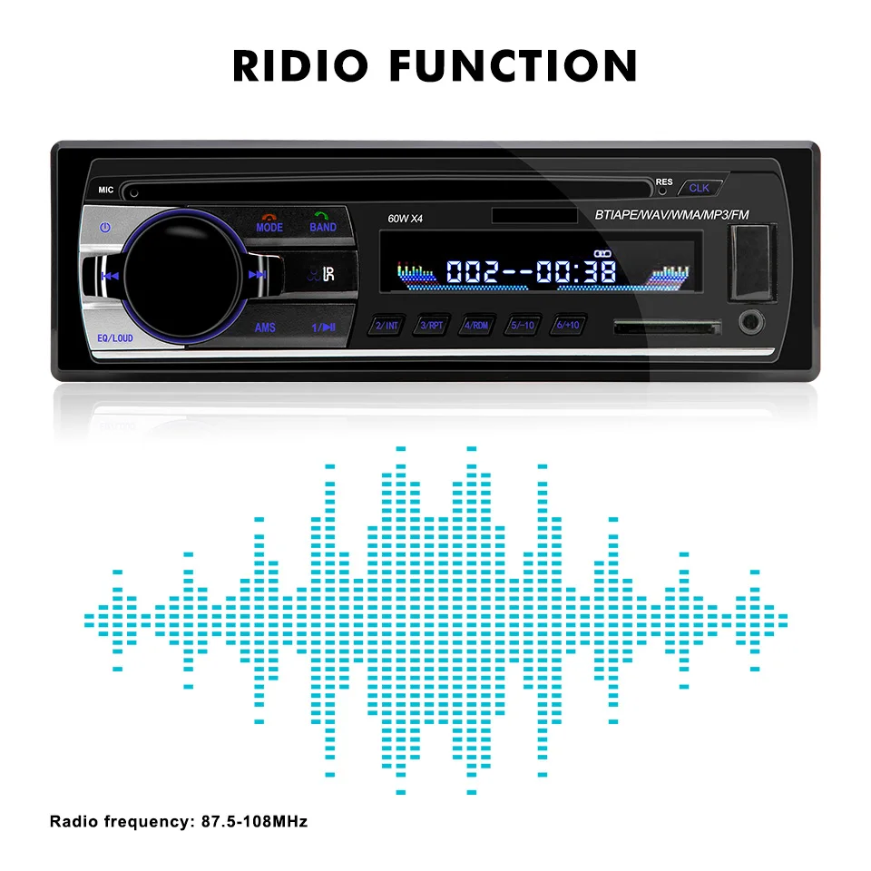 Bluetooth 2,0 Авто Стерео Авторадио автомобильные радиоприемники 1 Din 12V In-dash fm-радиоприемники с пультом дистанционного управления Aux SD USB MP3 автомобильные аудиоплееры