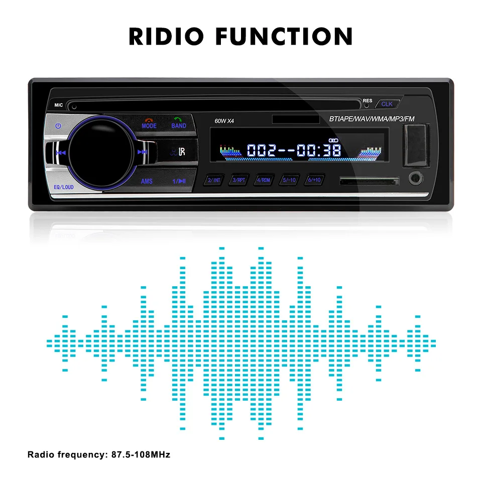 Автомагнитола 1 Din 12 В Bluetooth 2 0 с дистанционным управлением FM радио Aux SD USB MP3 для