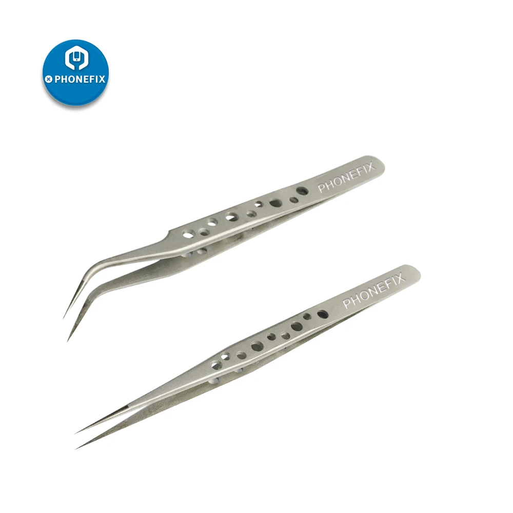 

PHONEFIX Electronics Industrial Tweezers Anti-static Curved Straight Tip Precision Stainless Forceps Phone Repair Hand Tools Set