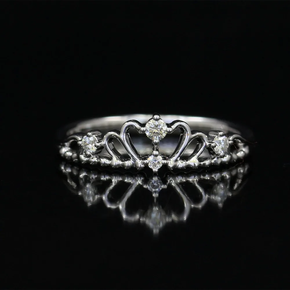 

LASAMERO Rings for Women 0.04CT Round Cut Natural Diamond Ring 18k White Gold Engagement Wedding Ring