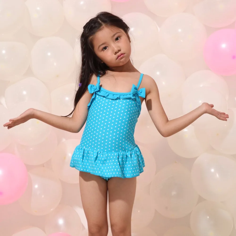 HW2016 Lovely Girls Child New Swimsuits One Piece With Round Dots