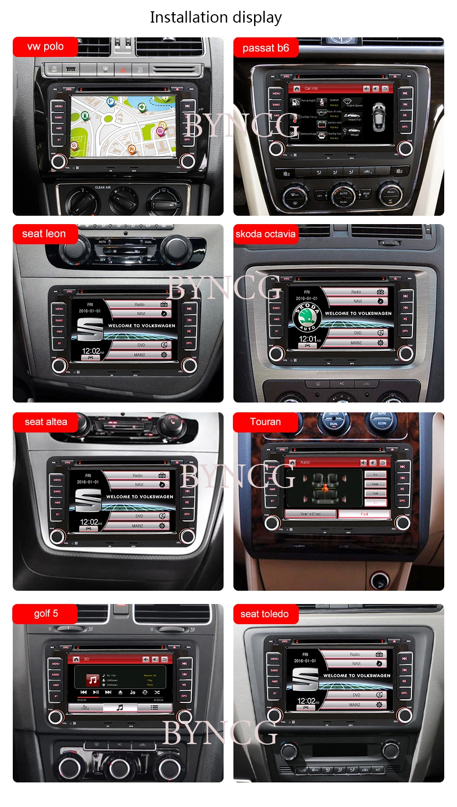 Discount Car Multimedia player 2 Din Car DVD For VW/Volkswagen/Golf/Polo/Tiguan/Passat/b7/b6/SEAT/leon/Skoda/Octavia Radio GPS DAB 14