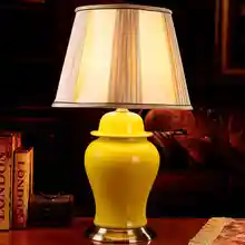 Желтый Китай старинная для гостиной старинная настольная лампа фарфоровая Керамическая Настольная лампа для декорации на свадьбу для стола