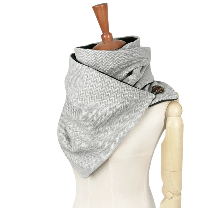 light gray Leo anvi Дизайнерский Модный зимний шарф мужской шерстяной хлопковый унисекс елочка кольцо в форме шеврона шарф женский шарф ручной работы бесконечный шарф - Цвет: light gray