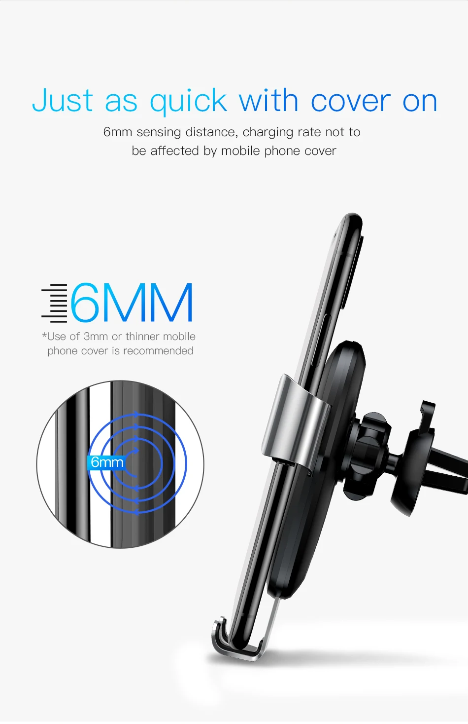 Baseus Автомобильный держатель для телефона Qi Быстрое беспроводное зарядное устройство для iPhone X Max 4-6,5 дюймов подставка для мобильного телефона воздушный выход гравитационный автоматический кронштейн