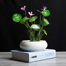 Белый Нарцисс белый керамический цветочный горшок китайская Современная водная чаша для растений лотоса для гостиной фарфоровый цветочный горшок для воды