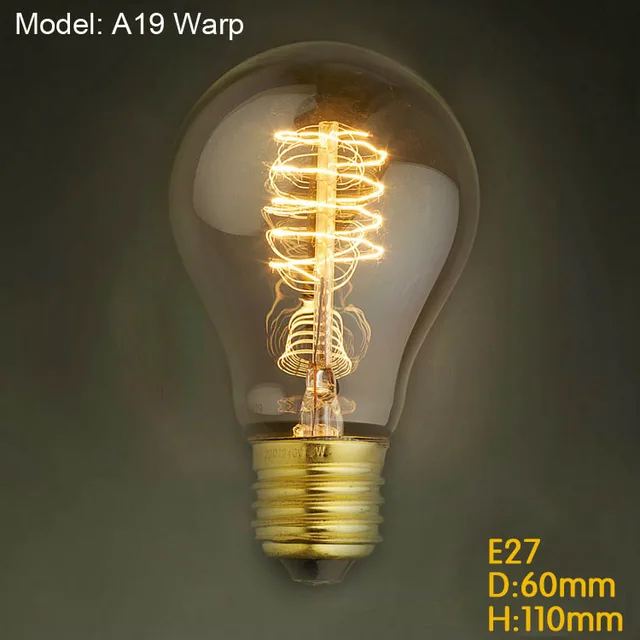 Bombillas Edison Vintage bombilla incandescente lámpara AC 220 V E27