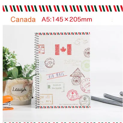 Специальный школьный блокнот на спирали, бумага A5, 50 листов, дневник, блокнот, стационарные товары, принадлежности, блокнот, подарок - Цвет: Canada