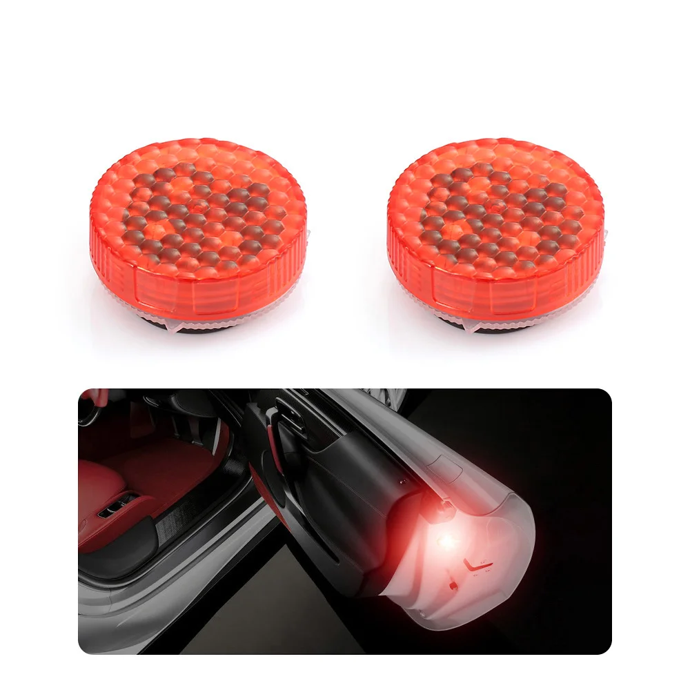 2 Pieces Car Door Warning Light Led Door Opening Lamp Red Color