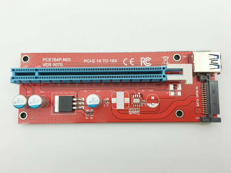 Карта расширения Riser Red VER007S PCI Express 1x до 16x E удлинитель USB 3 0 кабель 15pin SATA для