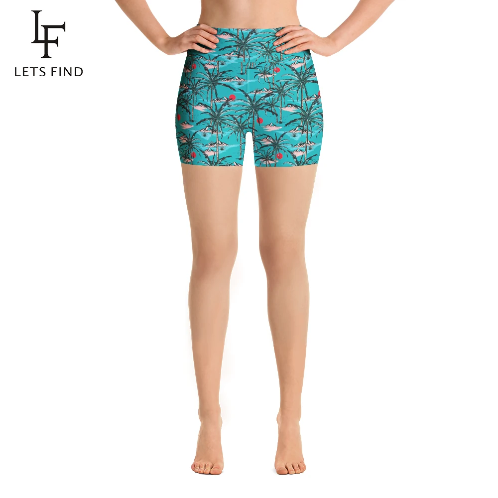 

LETSFIND High Quaility Milk Silk Print Women High Waist Elastic Workout Leggings Soft Comfortable Short Pants Plus Size